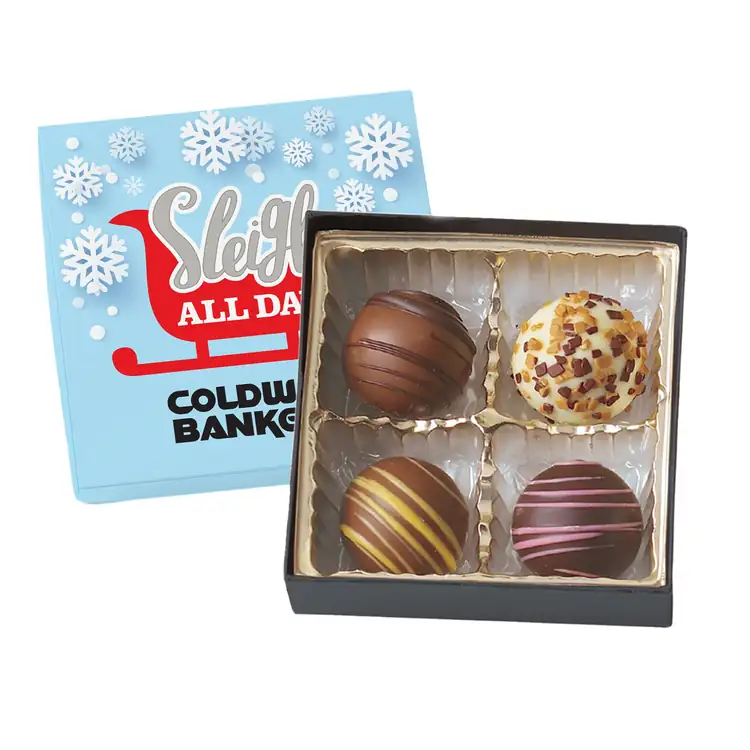 Coffret multicolore de quatre truffes assorties