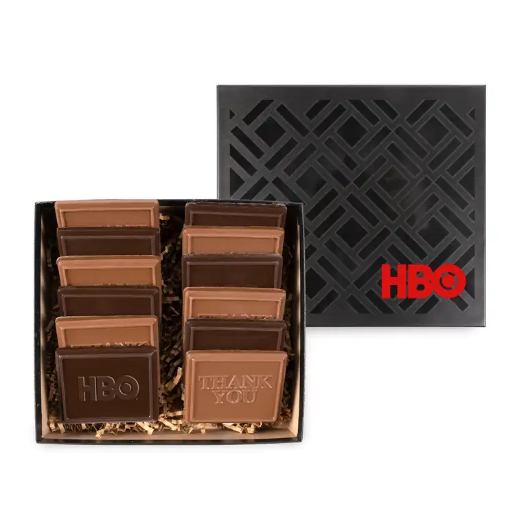 Deluxe Black Gift Box with 12 Chocolate Cookies