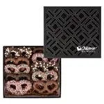 Coffret noir de luxe de bretzels chocolatés des Fêtes