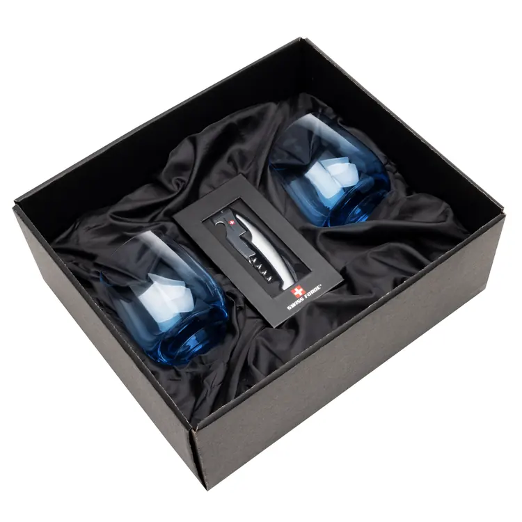 Swiss Force Wine Tool and 2 Soudan Blue glasses Gift Set - Deep Etch #5