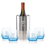 Coffret refroidisseur à vin Catania et 4 verres Soudan bleu - Gravure