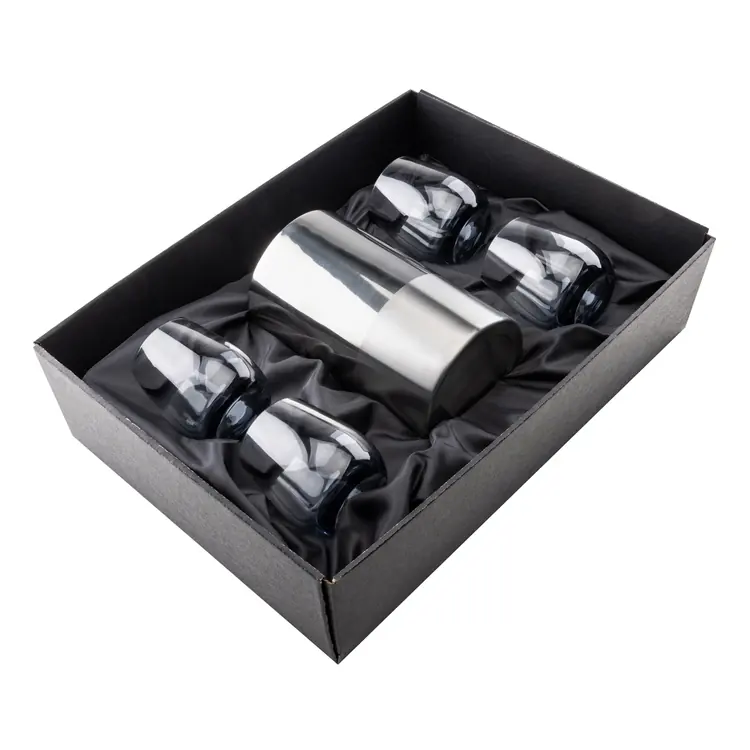 Catania Wine Cooler and 4 Soudan Smoke glasses Gift Set - Deep Etch #2