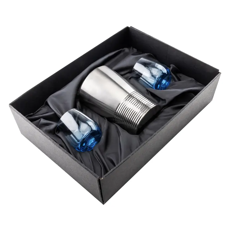 Genoa Wine Cooler and 2 Soudan Blue glasses Gift Set - Deep Etch #2