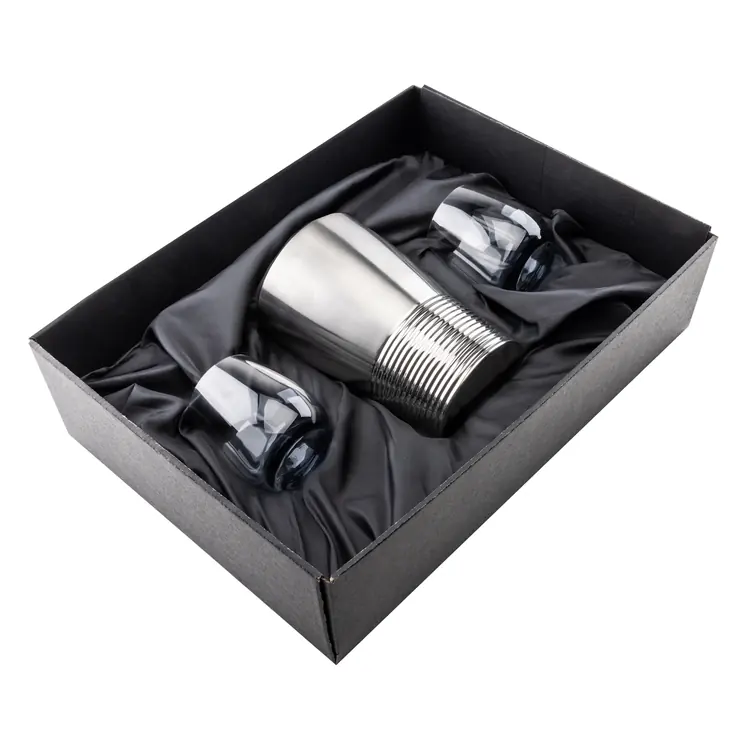 Genoa Wine Cooler and 2 Soudan Smoke glasses Gift Set - Deep Etch #2