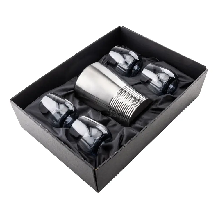 Genoa Wine Cooler and 4 Soudan Smoke glasses Gift Set - Deep Etch #2