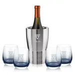 Coffret refroidisseur à vin Genoa et 4 verres Soudan fumé - Gravure