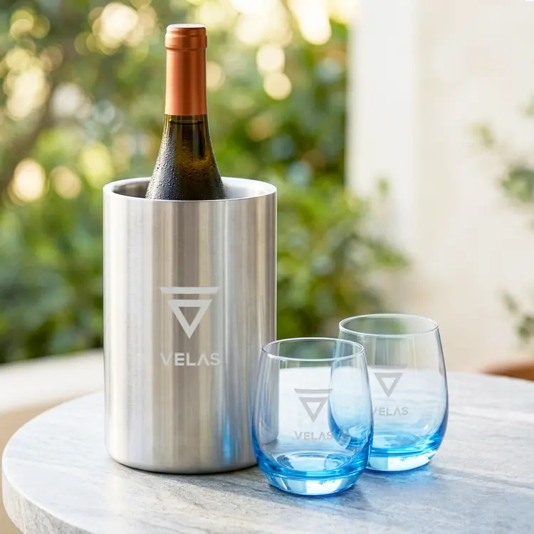 Jacobs Wine Cooler and 2 Soudan Blue glasses Gift Set - Deep Etch #3