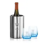 Coffret refroidisseur à vin Jacobs et 2 verres Soudan bleu - Gravure