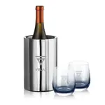 Coffret refroidisseur à vin Jacobs et 2 verres Soudan fumé - Gravure