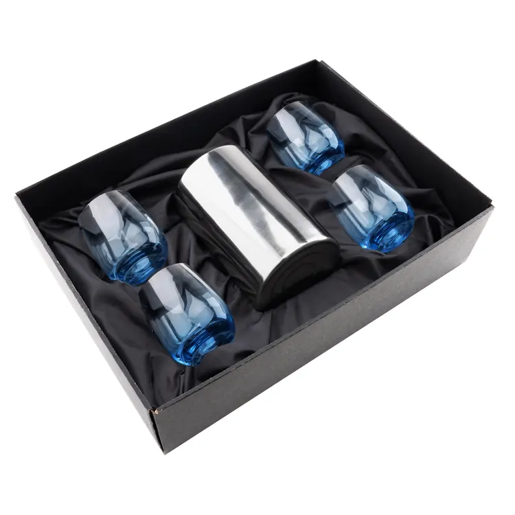 Jacobs Wine Cooler and 4 Soudan Blue glasses Gift Set - Deep Etch #2