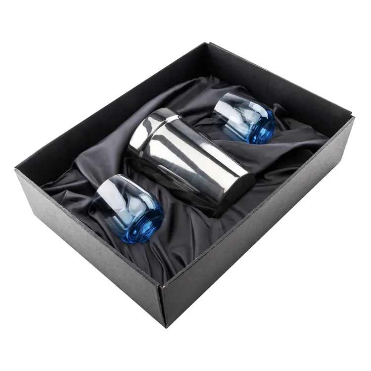Milano Wine Cooler and 2 Soudan Blue glasses Gift Set - Deep Etch #2