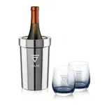 Coffret refroidisseur à vin Milano et 2 verres Soudan fumé - Gravure