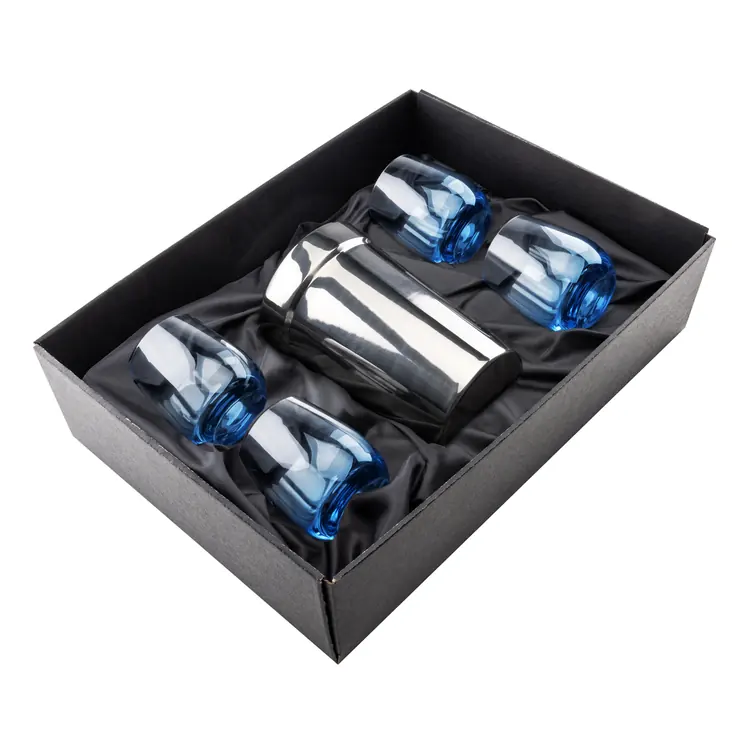 Milano Wine Cooler and 4 Soudan Blue glasses Gift Set - Deep Etch #2