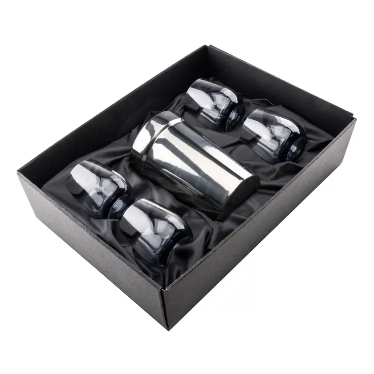 Milano Wine Cooler and 4 Soudan Smoke glasses Gift Set - Deep Etch #2
