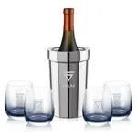 Coffret refroidisseur à vin Milano et 4 verres Soudan fumé - Gravure