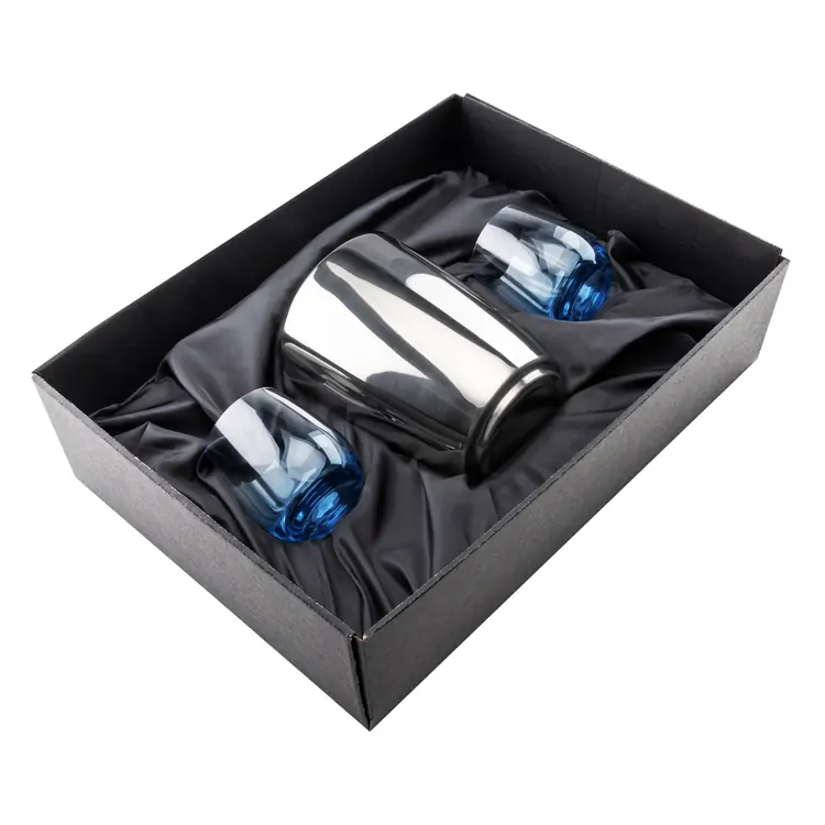 Pescara Wine Cooler and 2 Soudan Blue glasses Gift Set - Deep Etch #2