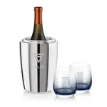 Coffret refroidisseur à vin Pescara et 2 verres Soudan fumé - Gravure