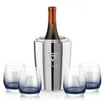 Coffret refroidisseur à vin Pescara et 4 verres Soudan fumé - Gravure