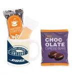 Coffret tasse, biscotti, café et fèves d'expresso