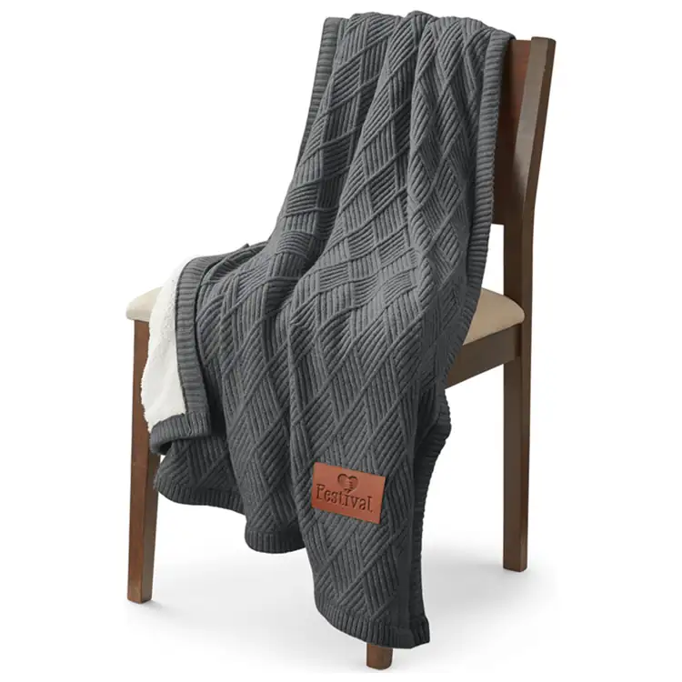 Trellis Knit Blanket with Sherpa Backing #8