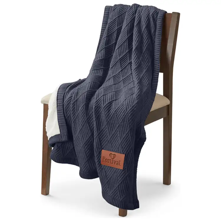 Trellis Knit Blanket with Sherpa Backing #9