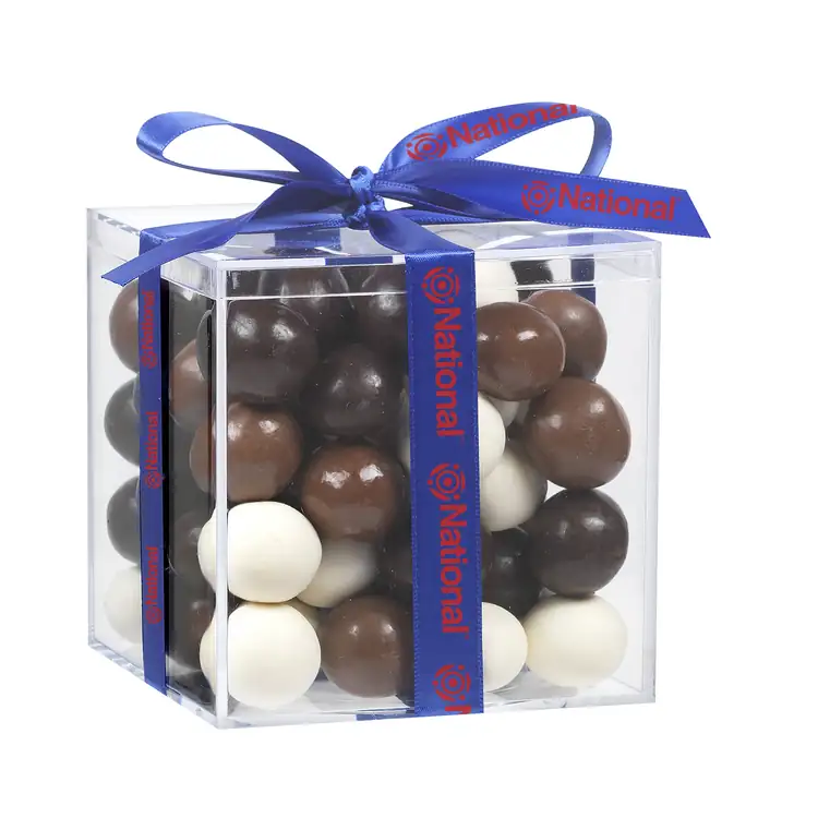 Acrylic Cube with chocolate malt balls