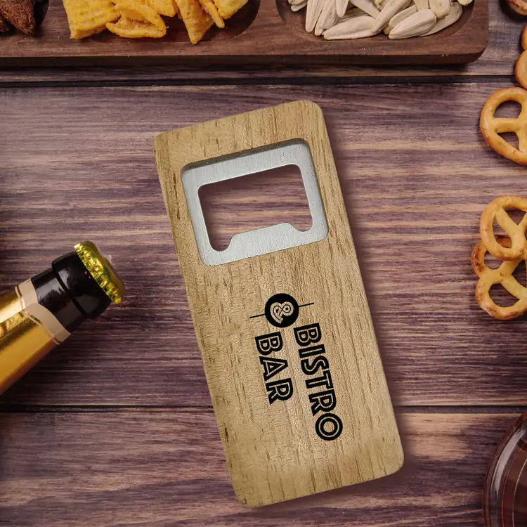 Rectangular Bamboo Bottle Opener #2