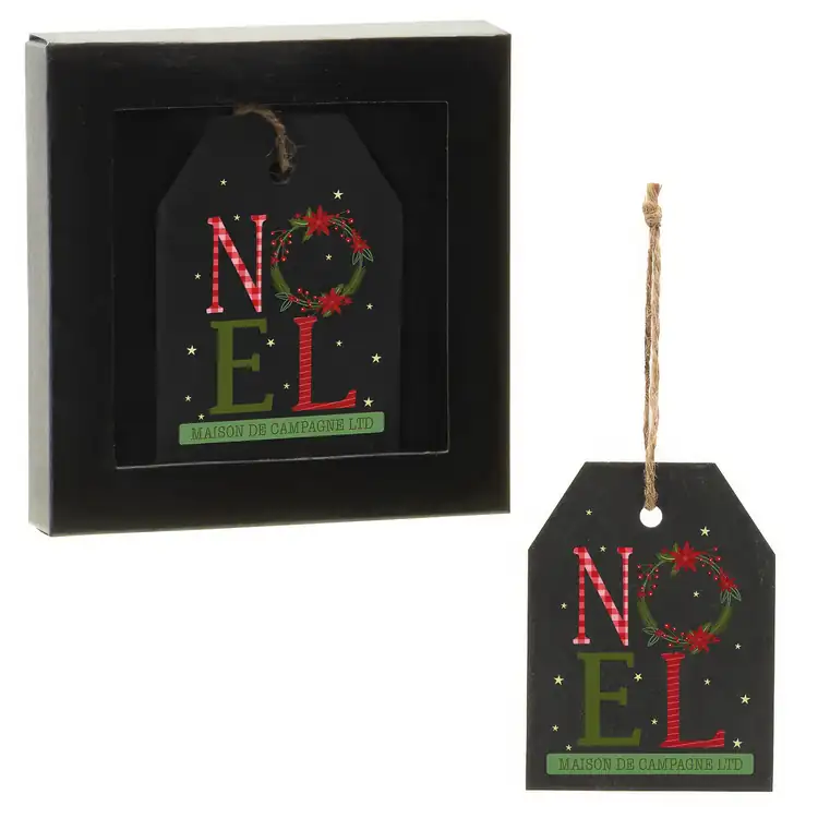 Décoration de Noël en ardoise naturelle en forme d’étiquette cadeau