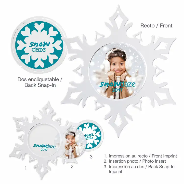 Décoration de Noël flocon de neige porte-photo transparent