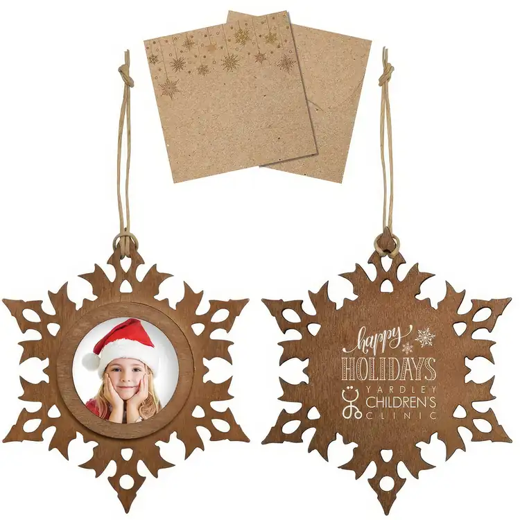 Décoration de Noël porte-photo flocon de neige en bois