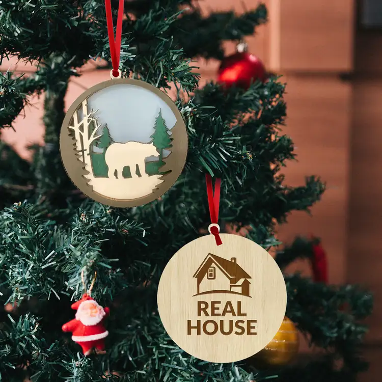 Bear in the Woods Layered Wood Ornament #2