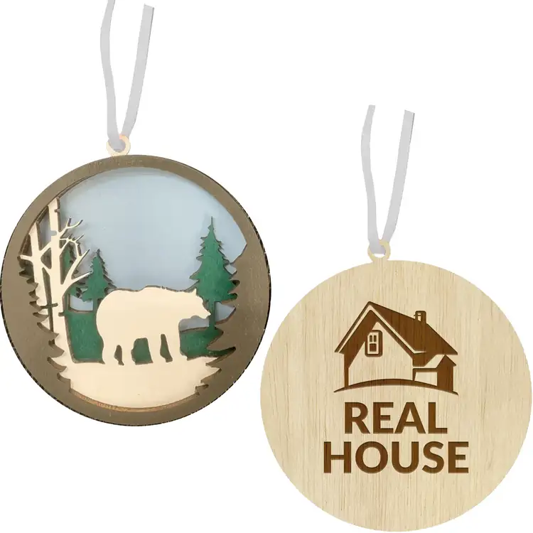 Bear in the Woods Layered Wood Ornament