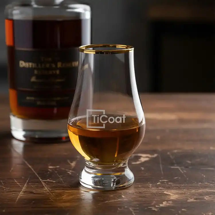 Lismore Gold Rim Whiskey Taster 6.75 oz - Deep Etch #2