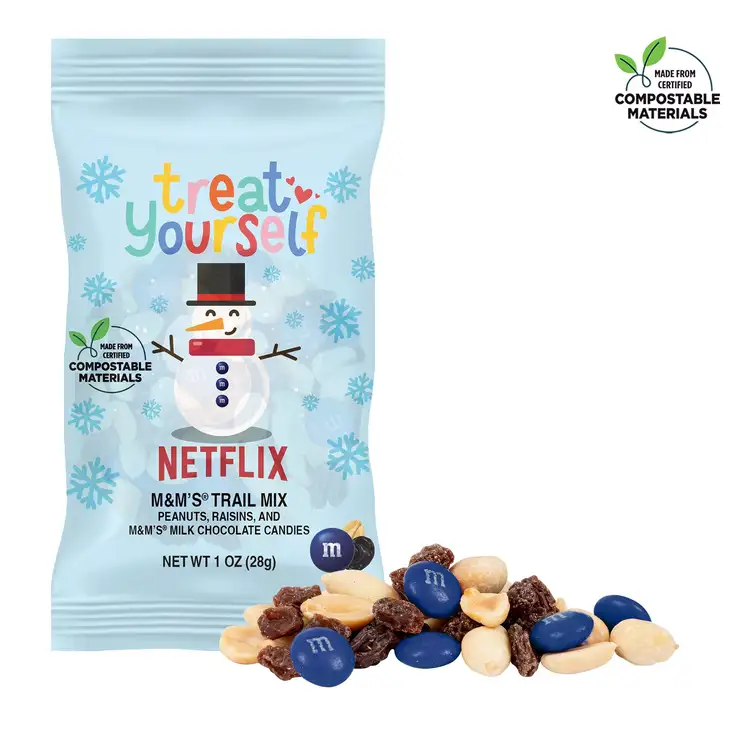 Compostable DigiBag of M&M'S Raisin and Peanut Mix 1 oz