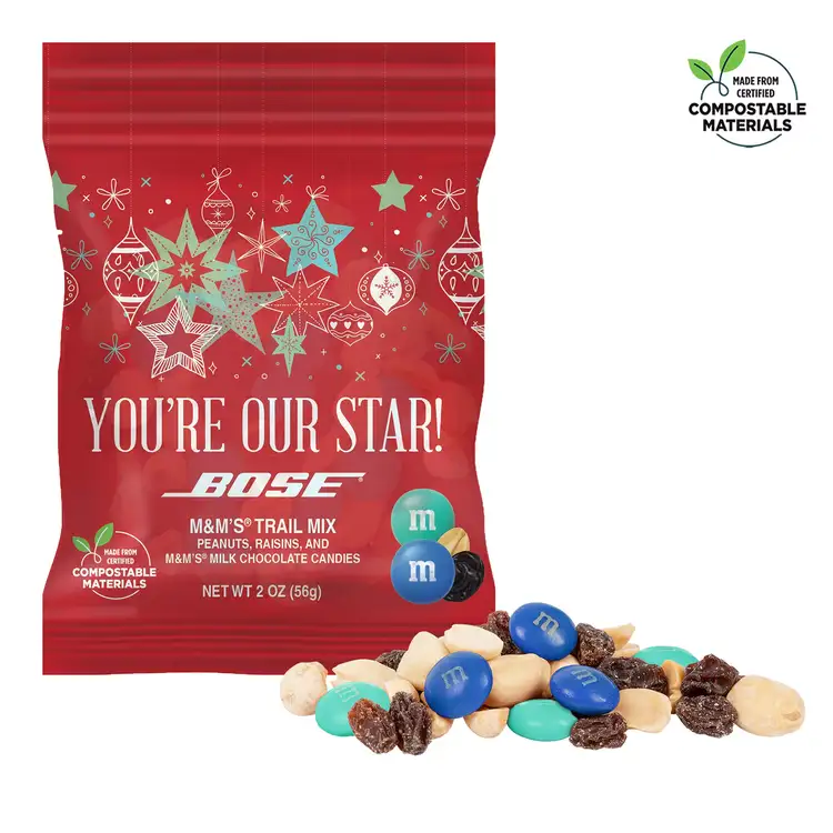 Compostable DigiBag of M&M'S Raisin and Peanut Mix 2 oz