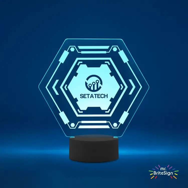 mr.BriteSign Hexagonal LED Sign - Laser Engraved #2