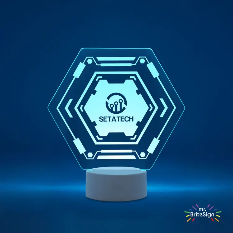 mr.BriteSign Hexagonal LED Sign - Laser Engraved #3