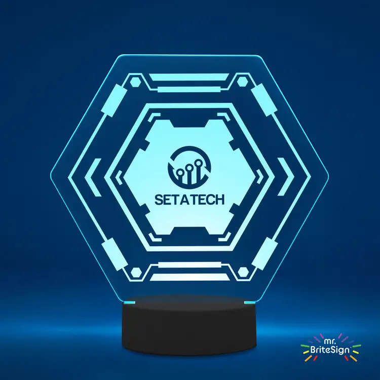 mr.BriteSign Hexagonal LED Sign - Laser Engraved #4