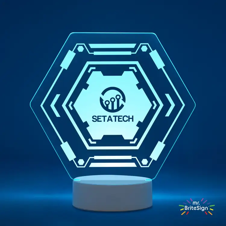 mr.BriteSign Hexagonal LED Sign - Laser Engraved #5