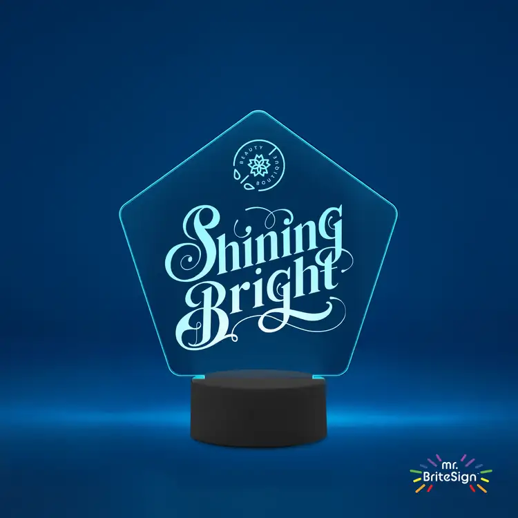 mr.BriteSign Pentagonal LED Sign - Laser Engraved #2
