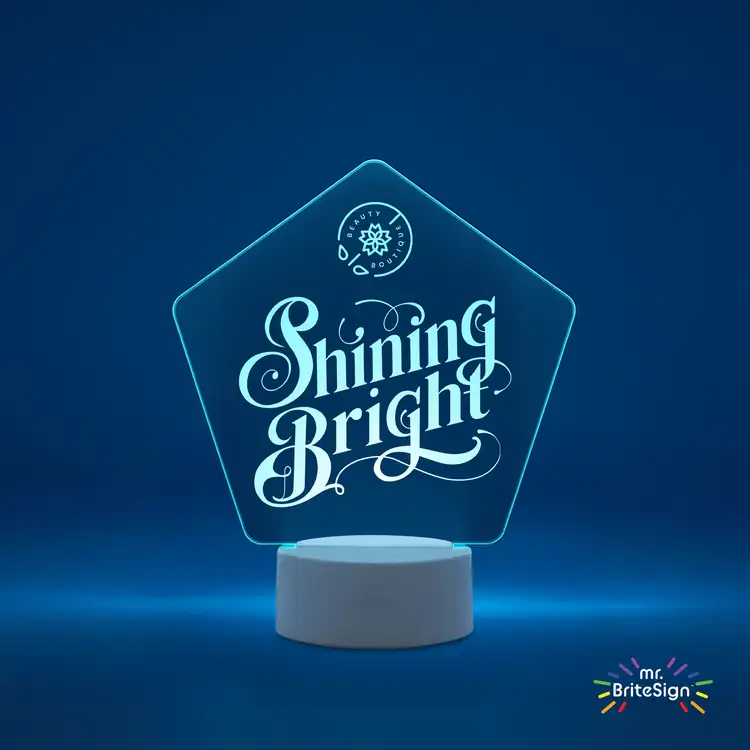 mr.BriteSign Pentagonal LED Sign - Laser Engraved #3
