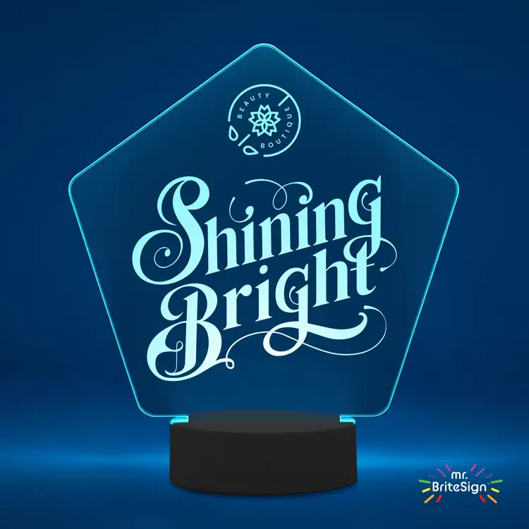 mr.BriteSign Pentagonal LED Sign - Laser Engraved #4