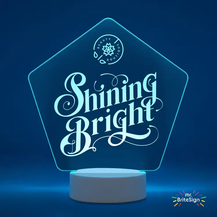 mr.BriteSign Pentagonal LED Sign - Laser Engraved #5
