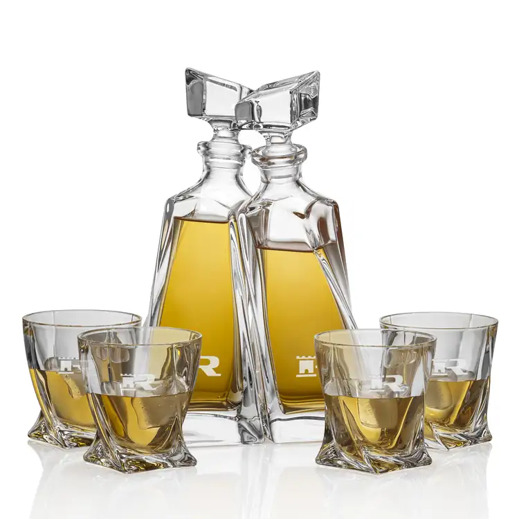Ensemble 2 carafes Bonham 24 oz et 4 verres à whisky