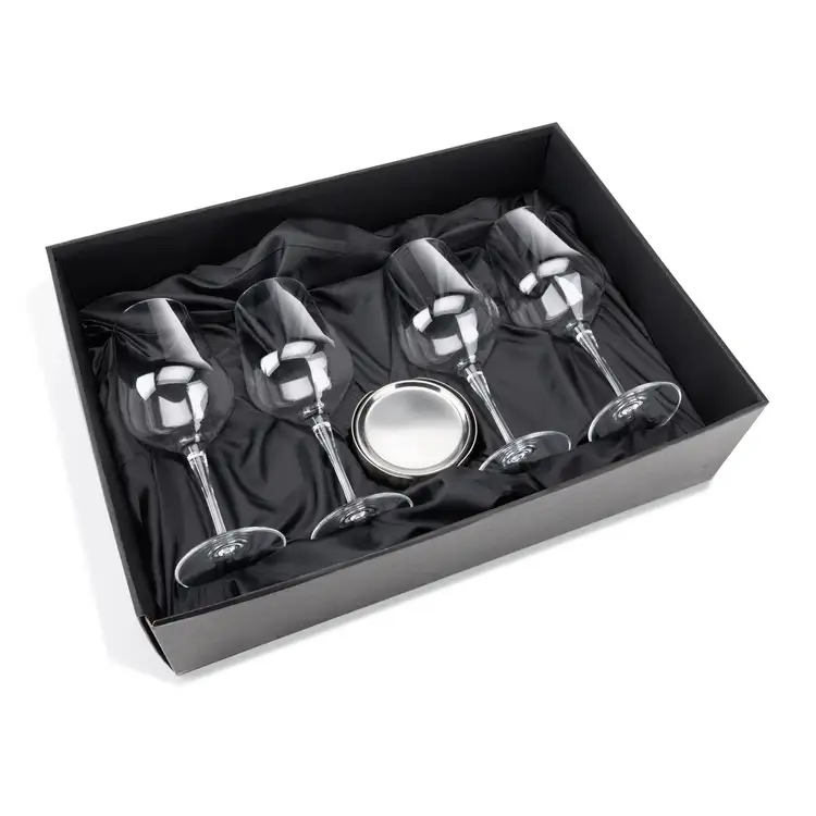 Ensemble 4 verres à vin Germain 15 oz et sous-verres Baldoni de Swiss Force #2