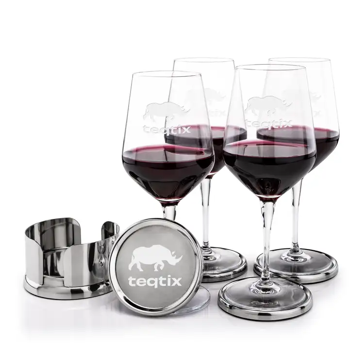 Ensemble 4 verres à vin Germain 15 oz et sous-verres Baldoni de Swiss Force