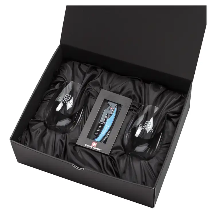 Ensemble Bartolo avec verres à vin sans pied 16.5 oz et outil à vin de Swiss Force #6