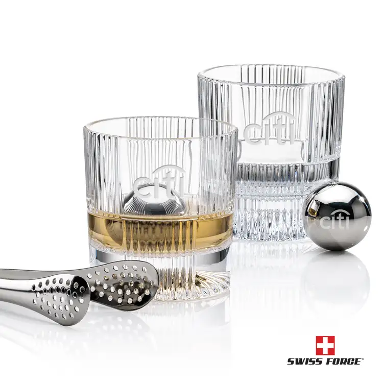 Ensemble Blackwell avec 2 verres à whisky 13 oz et boules réfrigérantes de Swiss Force
