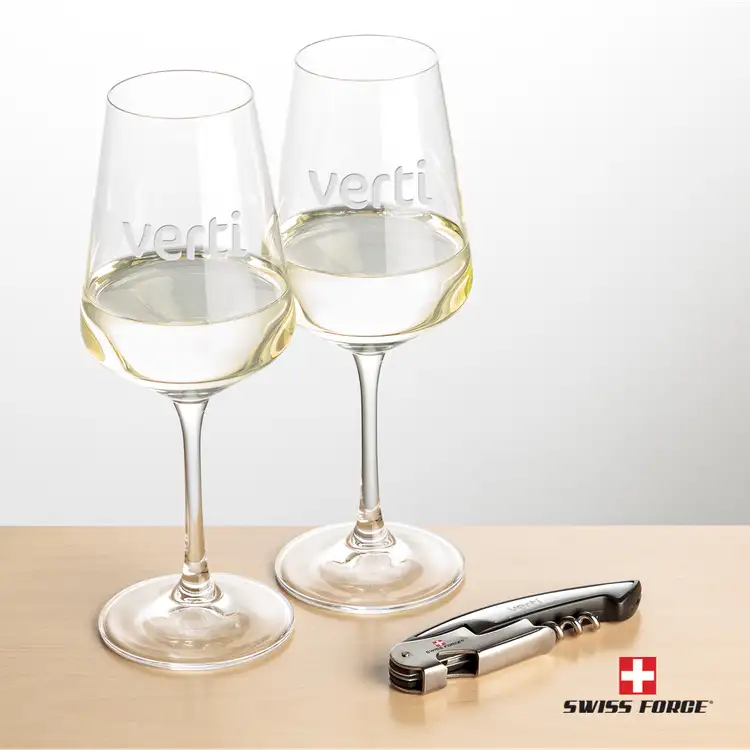 Ensemble Cannes avec verres à vin 12 oz et outil à vin de Swiss Force #5