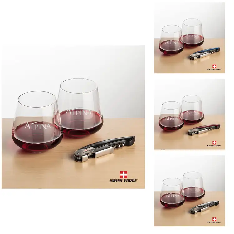 Ensemble Cannes avec verres à vin sans pied 13.5 oz et outil à vin de Swiss Force